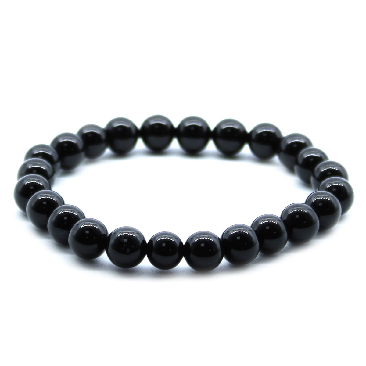 Black Agate Beaded Bracelet — 8mm