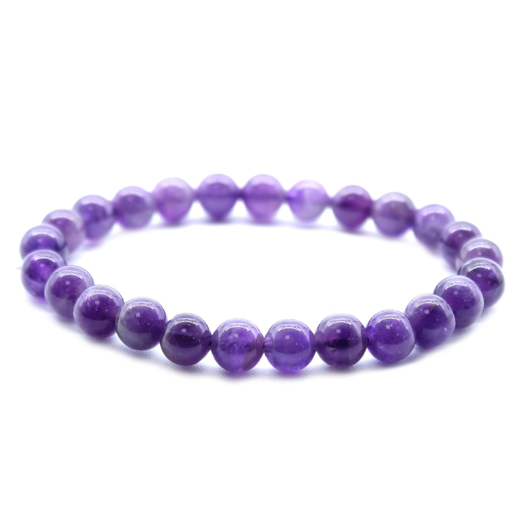 Amethyst Beaded Bracelet — 8mm