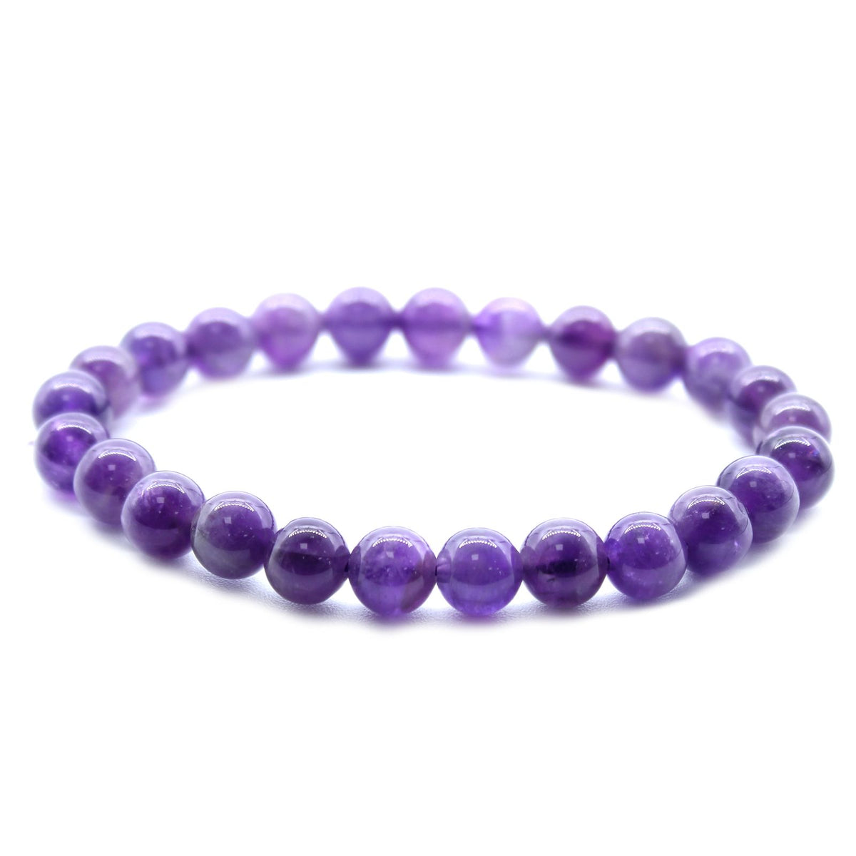 Amethyst Beaded Bracelet — 8mm