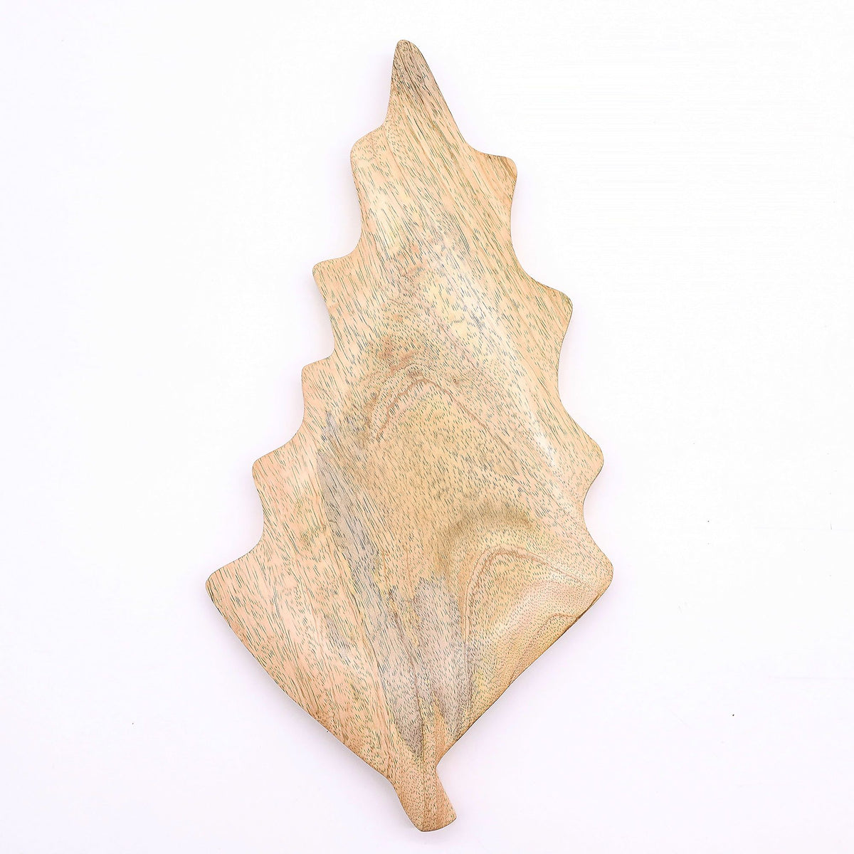 Green Leaf-Shaped Wooden Trinket Bowl