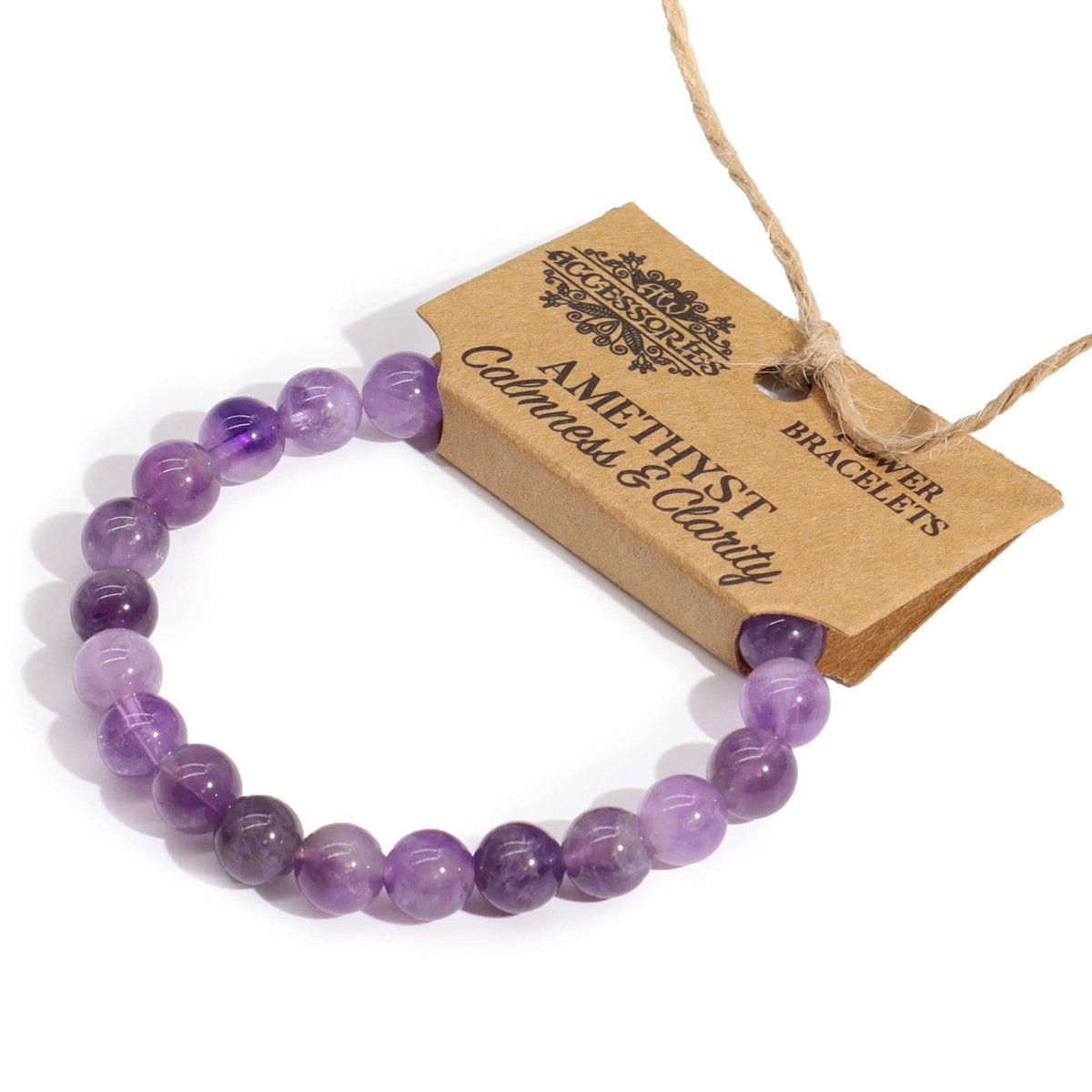 Amethyst Beaded Bracelet — 8mm