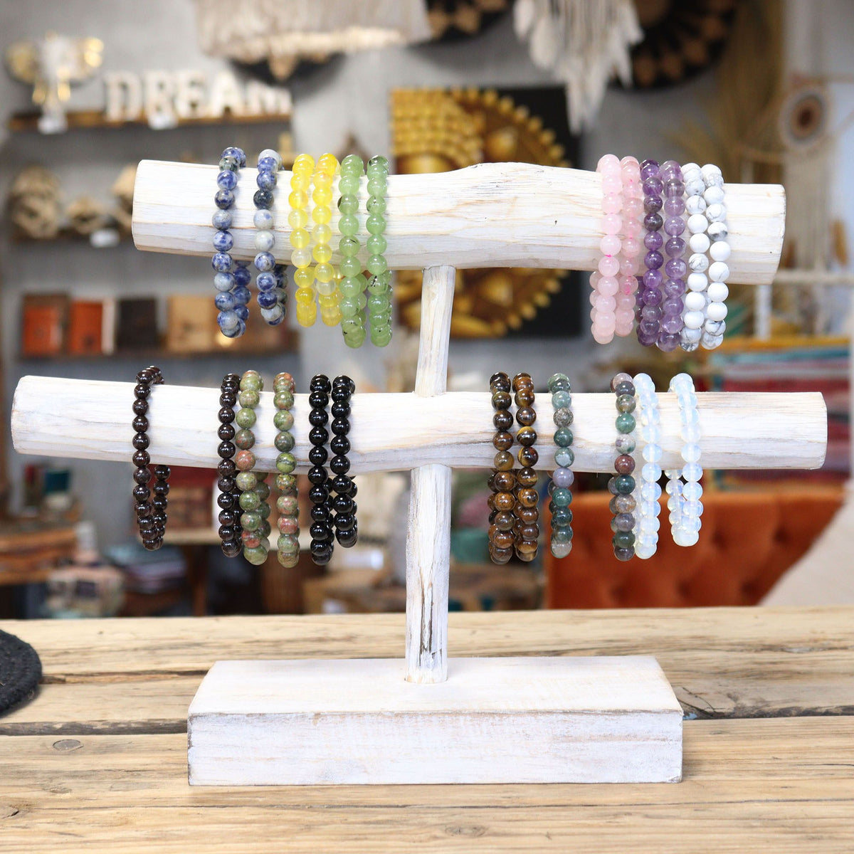 Amethyst Beaded Bracelet — 8mm