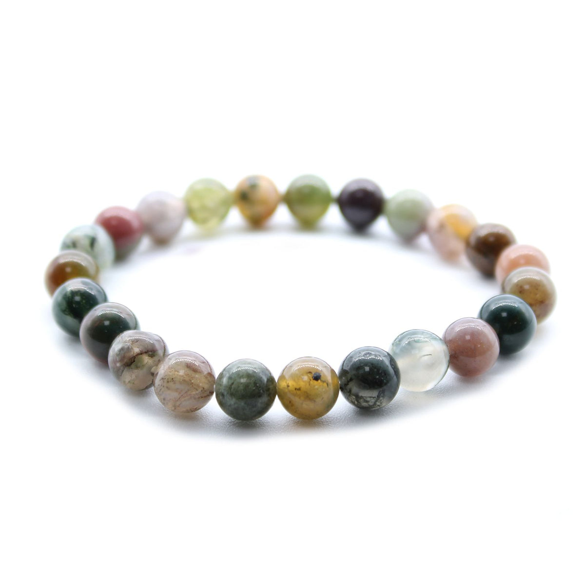Moss Agate Beaded Bracelet — 8mm