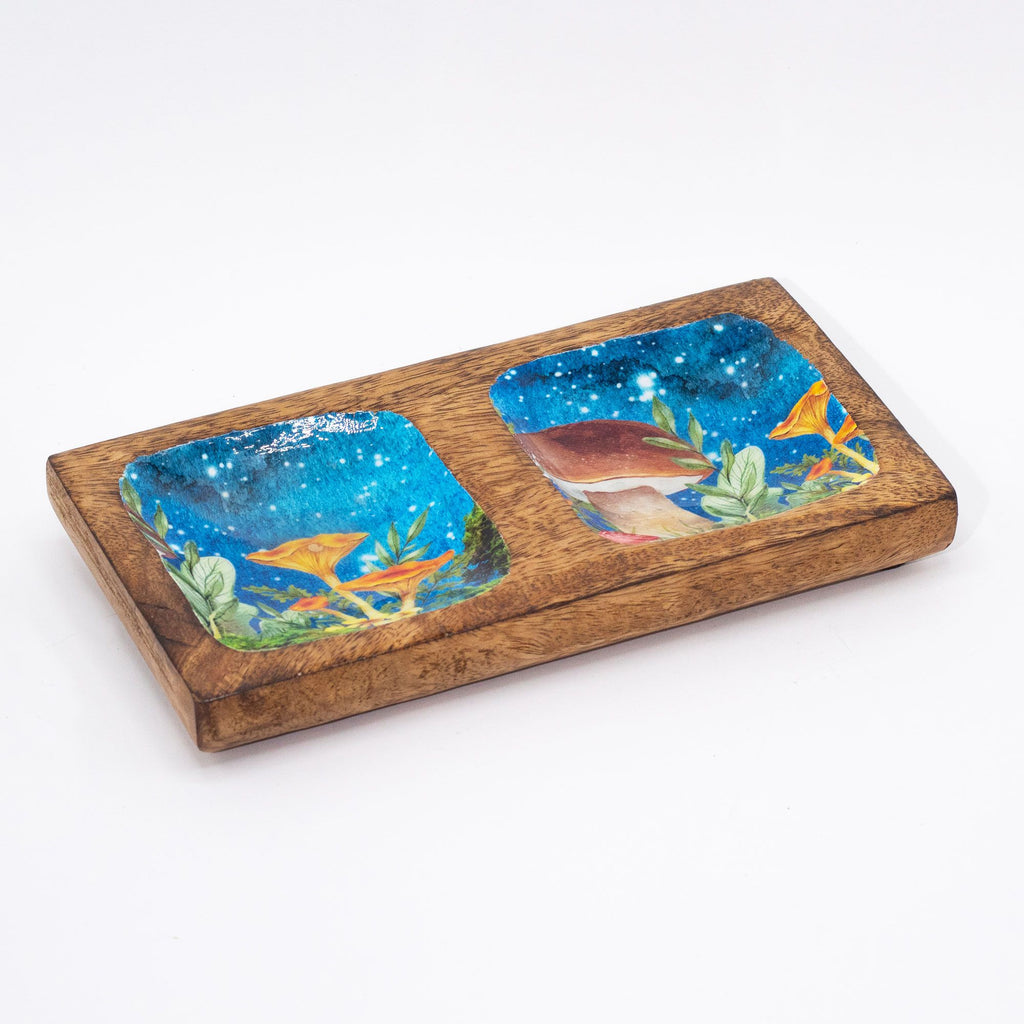 Teal Mushroom Double Trinket Tray