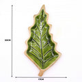 Green Leaf-Shaped Wooden Trinket Bowl