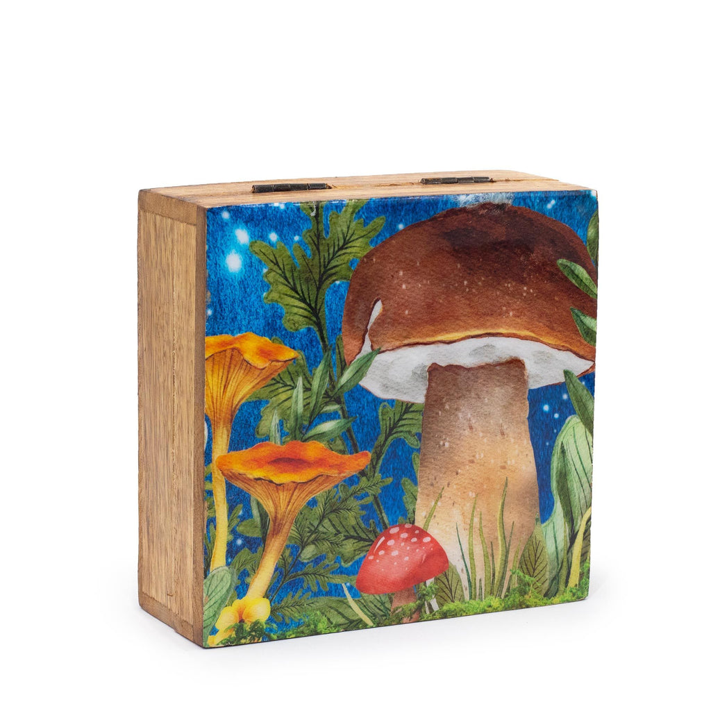 Teal Mushroom Keepsake Box